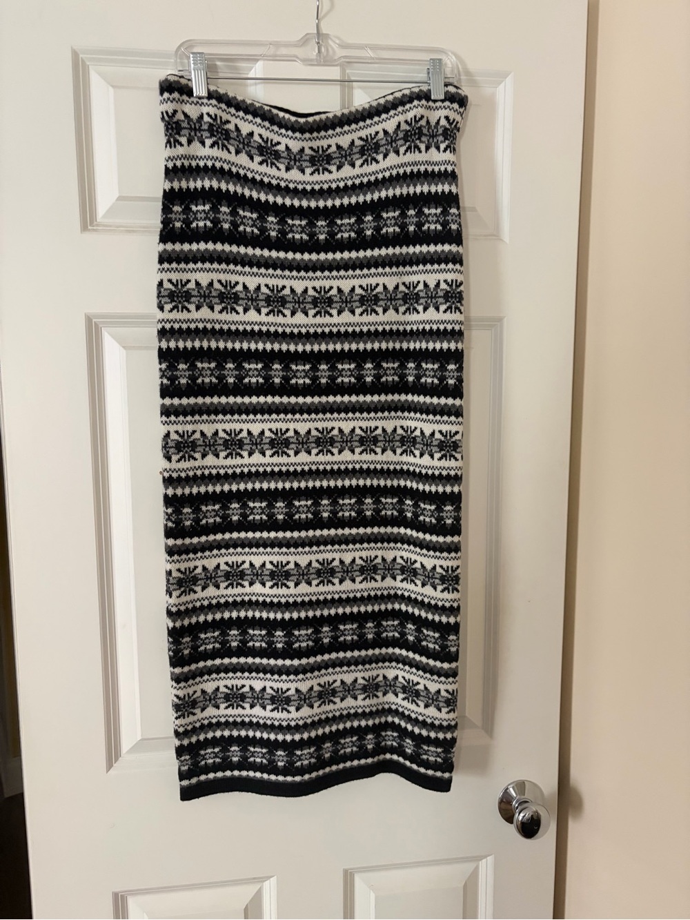 Ralph Lauren Black & White Fair Isle Knit Pencil Skirt ..new